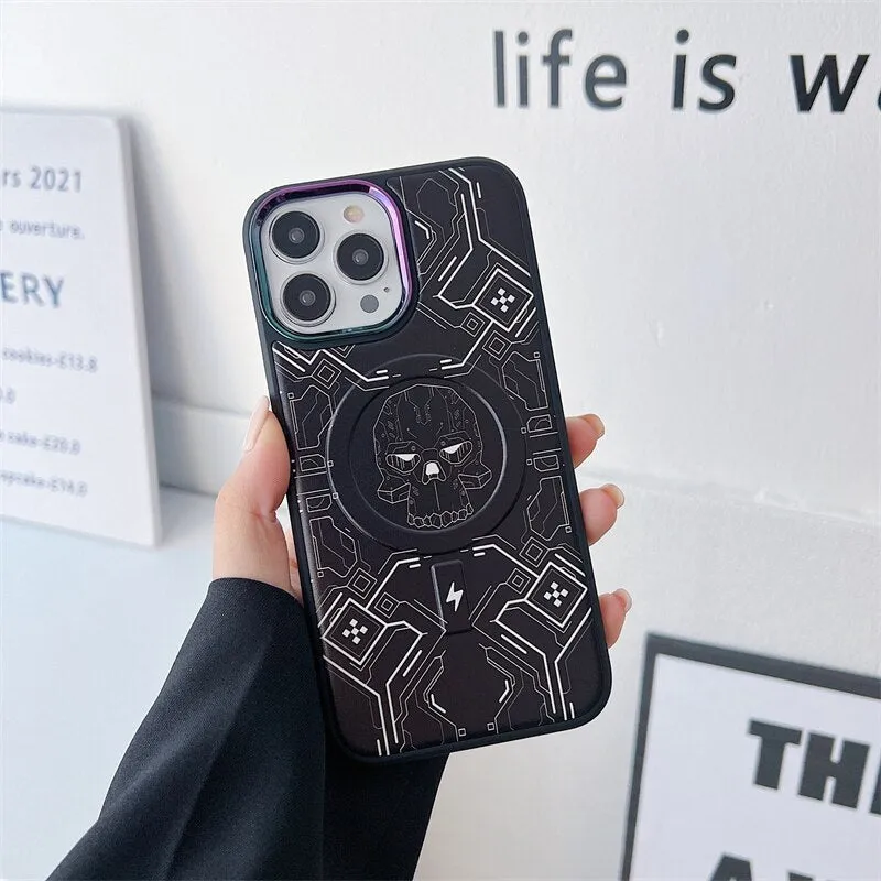 Hacker Style Painting Soft Silicone Shockproof Magsafe Phone Case For iPhone