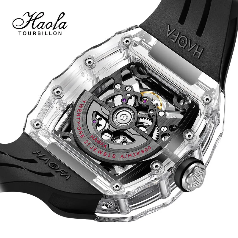 Haofa 2325 Racing Track Dial Transparent K9 Crystal Case Super Luminous Watch