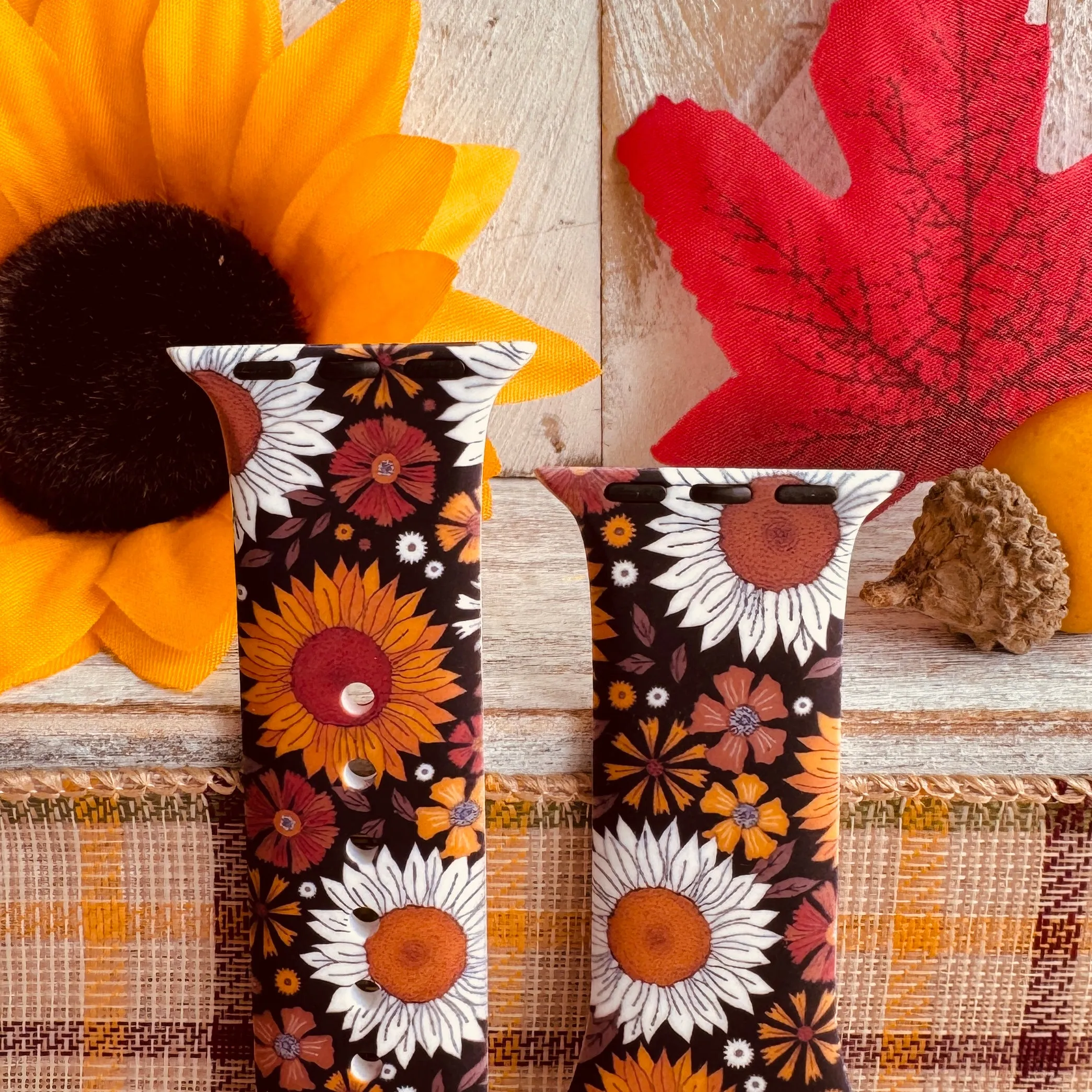 Harvest Sunflowers Print Silicone Band For Apple Watch