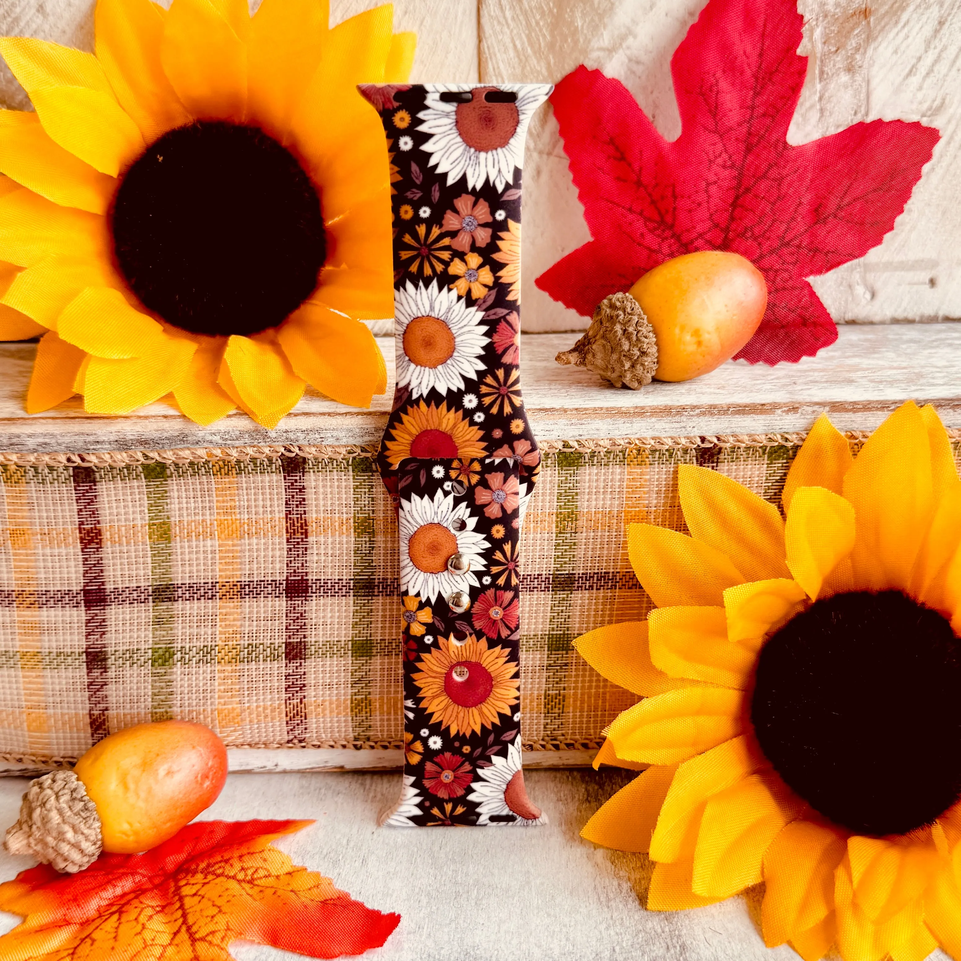 Harvest Sunflowers Print Silicone Band For Apple Watch