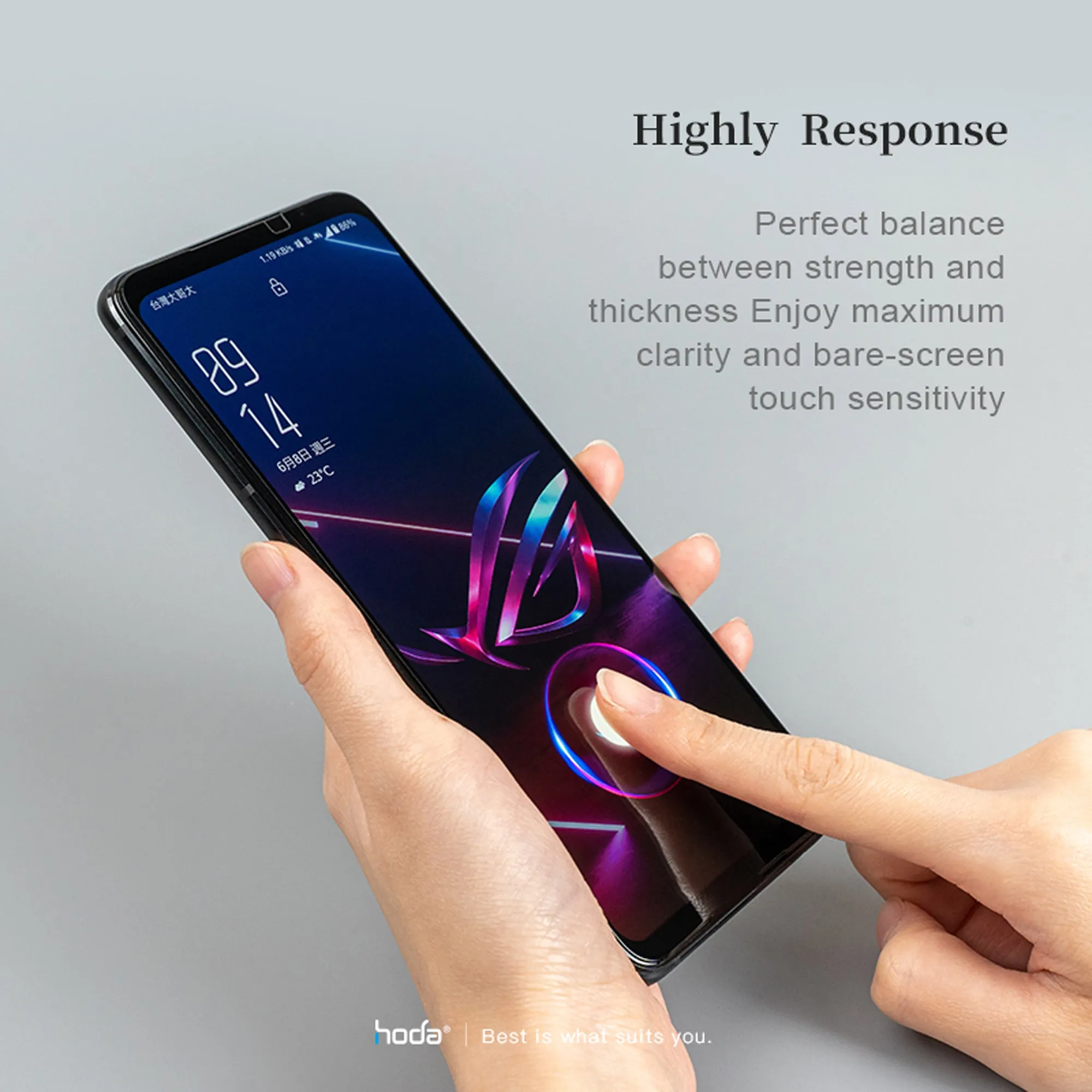 HODA Gaming Anti-Glare ( Matte ) Full Coverage Tempered Glass Screen Protector for ASUS ROG Phone 8 / 8 Pro