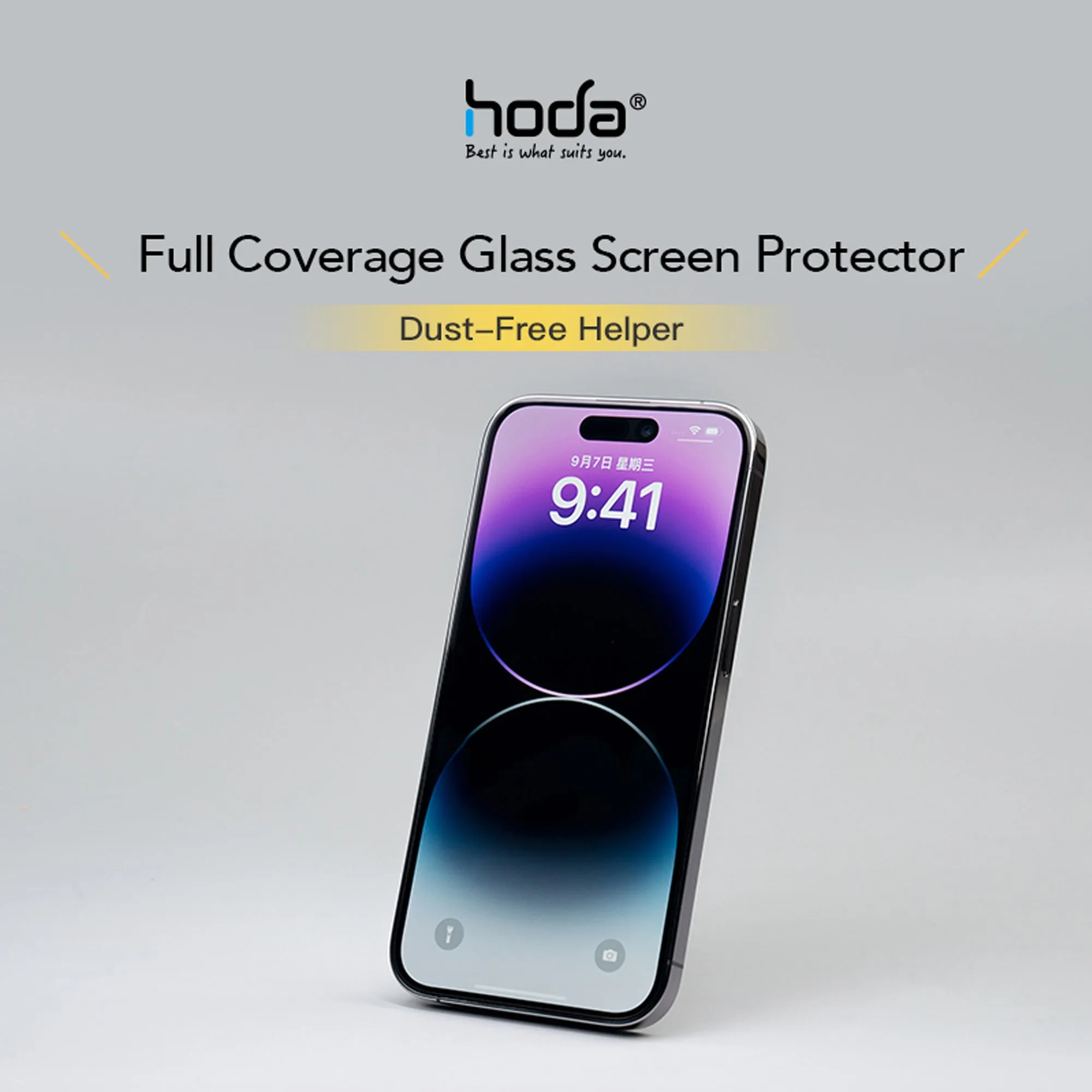 Hoda Tempered Glass Screen Protector for iPhone 14 Pro Max (Dust Free Helper Included) 0.33mm Full Coverage - Clear ( Barcode: 4711103545775 )