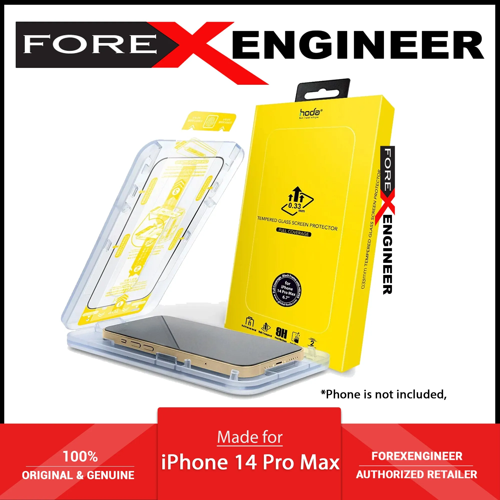 Hoda Tempered Glass Screen Protector for iPhone 14 Pro Max (Dust Free Helper Included) 0.33mm Full Coverage - Clear ( Barcode: 4711103545775 )