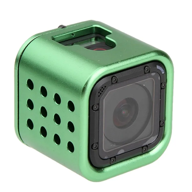 Housing Shell CNC Aluminum Alloy Protective Cage with Insurance Back Cover for GoPro HERO5 Session /HERO4 Session /HERO Session(Green)