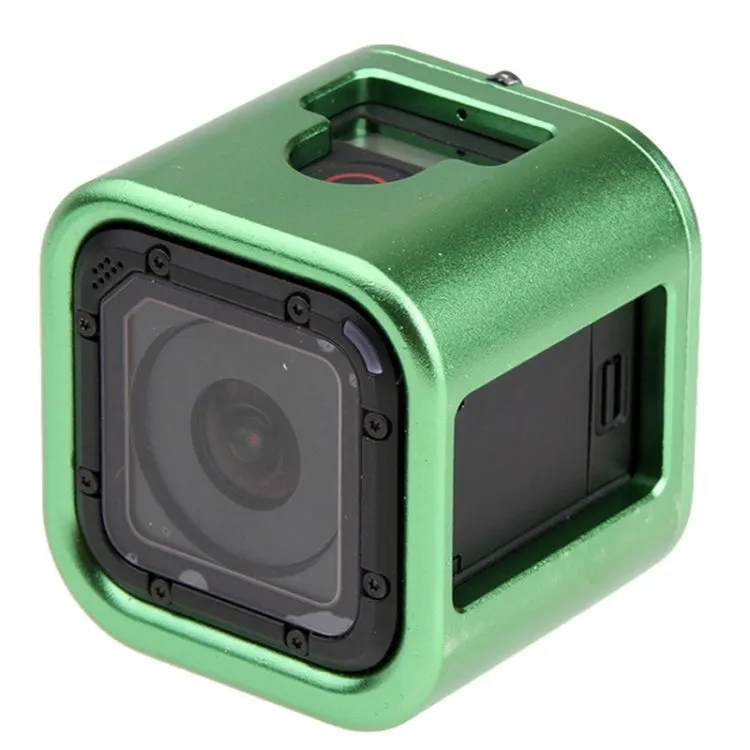 Housing Shell CNC Aluminum Alloy Protective Cage with Insurance Back Cover for GoPro HERO5 Session /HERO4 Session /HERO Session(Green)