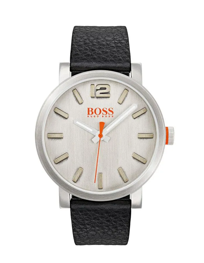 Hugo Boss Mens Bilbao Dress Watch - Stainless Steel - Black Leather Strap