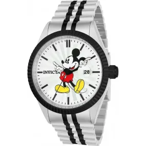 Invicta Men's Disney Mickey Mouse White Dial, Black and Silver-Tone Watch 22773