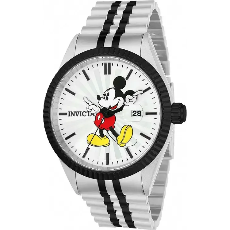 Invicta Men's Disney Mickey Mouse White Dial, Black and Silver-Tone Watch 22773