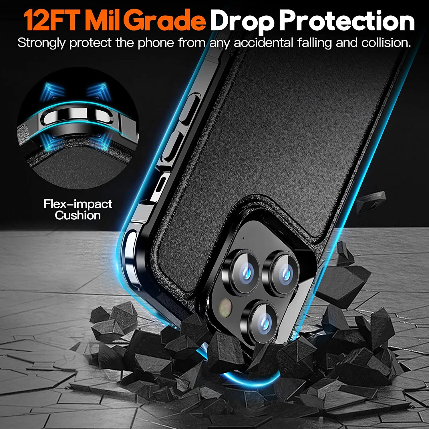 iPhone 14 Pro Max Case Magnetic Case  Glass Screen Protector Black