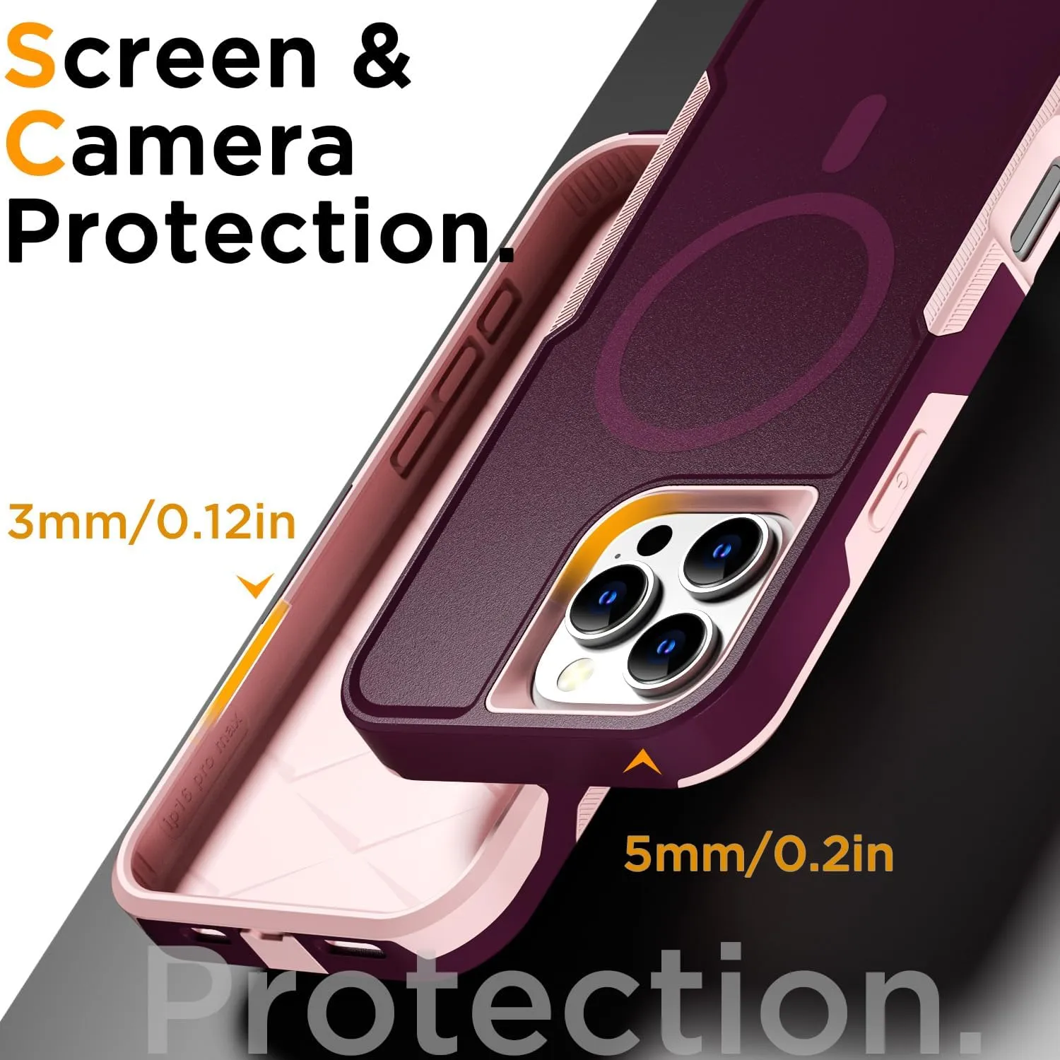 iPhone 16 Pro Case(6.3") Magnetic Heavy Duty Drop Protection Full Body Proof Military Protective