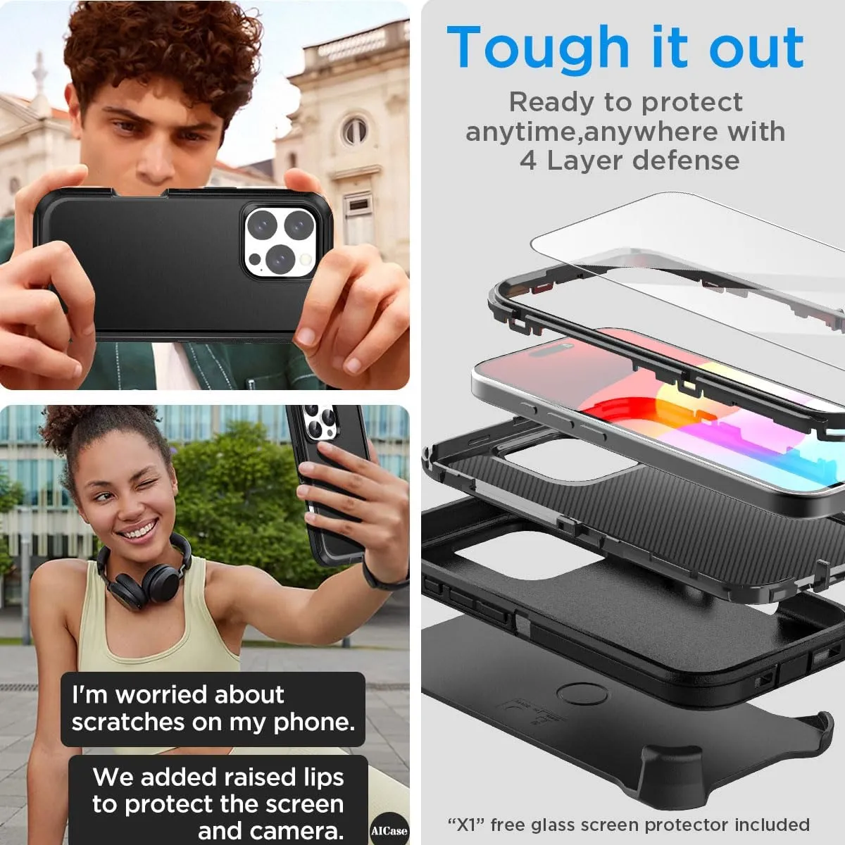 iPhone 16 Pro Case(6.3") Magnetic Heavy Duty Drop Protection Full Body Proof Military Protective