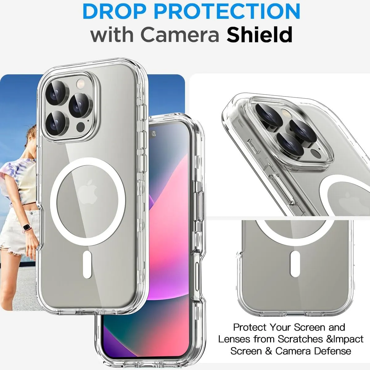 iPhone 16 Pro Case(6.3") Magnetic Heavy Duty Drop Protection Full Body Proof Military Protective