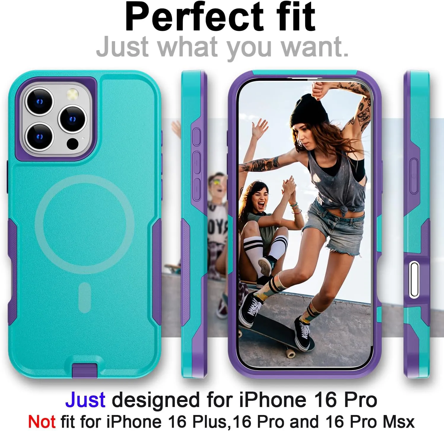 iPhone 16 Pro Case(6.3") Magnetic Heavy Duty Drop Protection Full Body Proof Military Protective