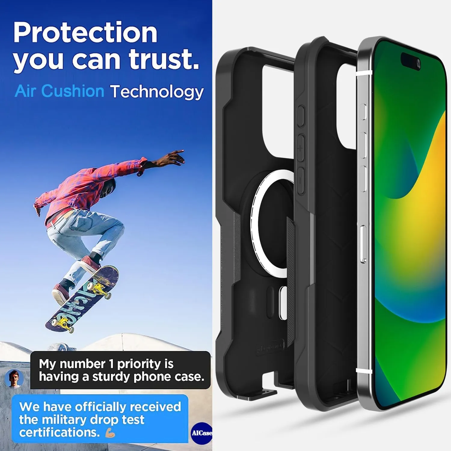 iPhone 16 Pro Case(6.3") Magnetic Heavy Duty Drop Protection Full Body Proof Military Protective