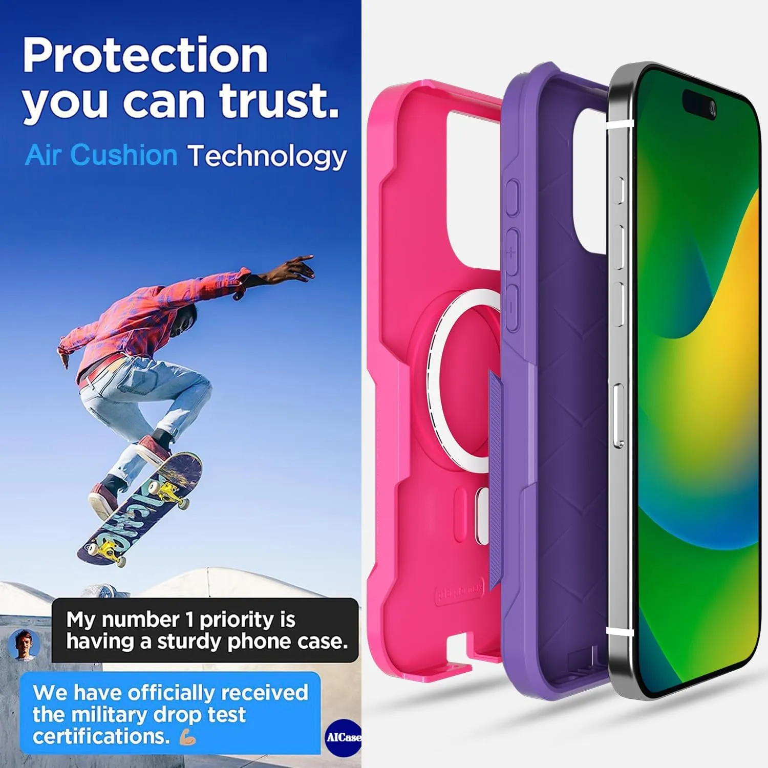 iPhone 16 Pro Case(6.3") Magnetic Heavy Duty Drop Protection Full Body Proof Military Protective