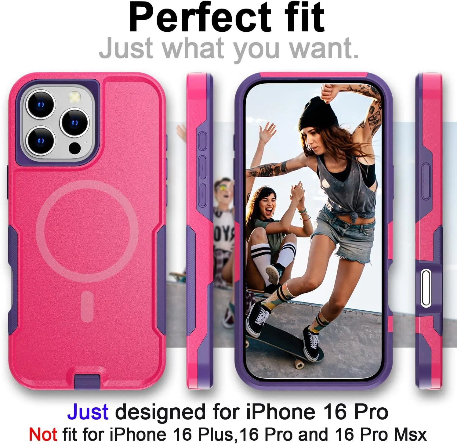 iPhone 16 Pro Case(6.3") Magnetic Heavy Duty Drop Protection Full Body Proof Military Protective