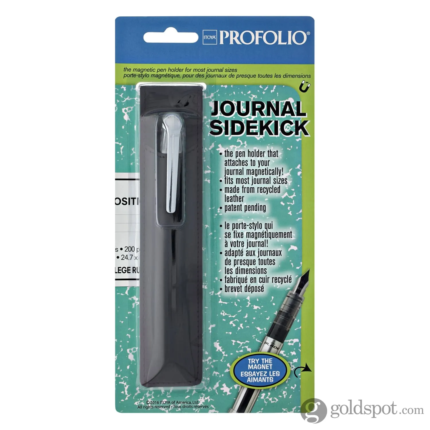 Itoya Profolio Journal Sidekick Magnetic Pen Holder in Black