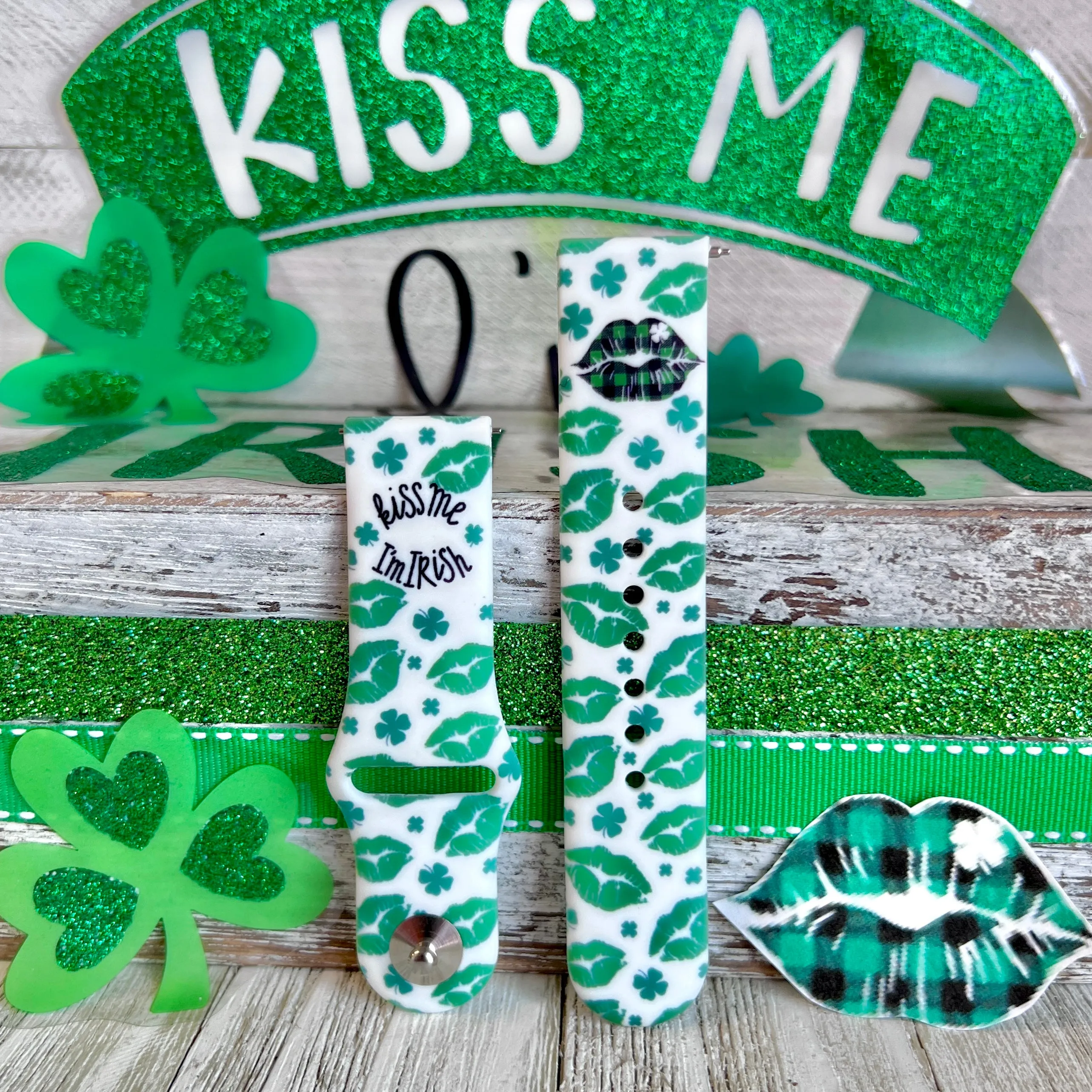 Kiss Me I'm Irish Print Silicone Band For Fitbit Versa 1/2