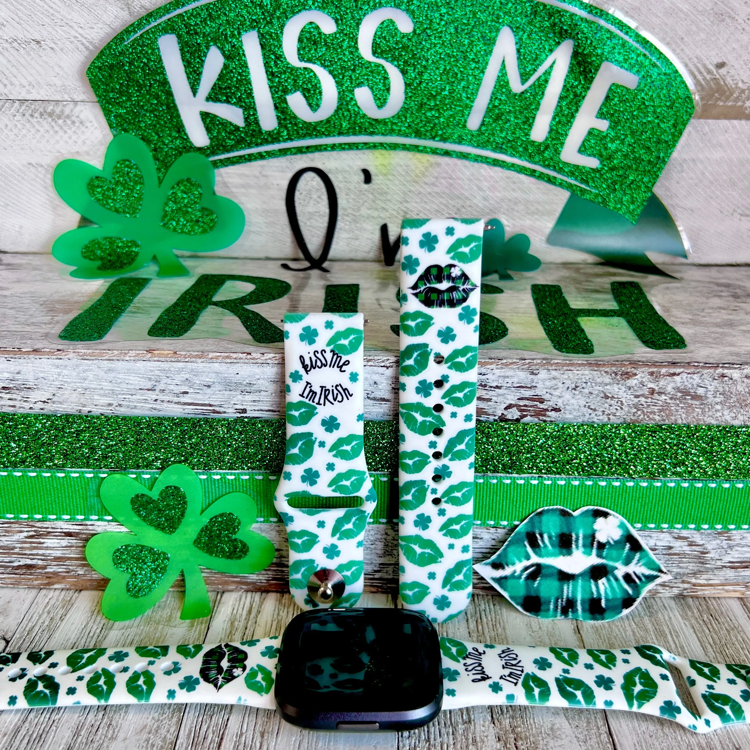 Kiss Me I'm Irish Print Silicone Band For Fitbit Versa 1/2