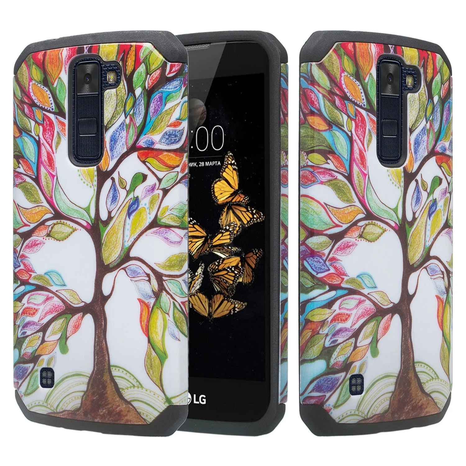 LG K8 Case | LG Escape 3 Case, Slim Hybrid Dual Layer Armor Case Cover for LG K8 | Escape 3 - Colorful Tree