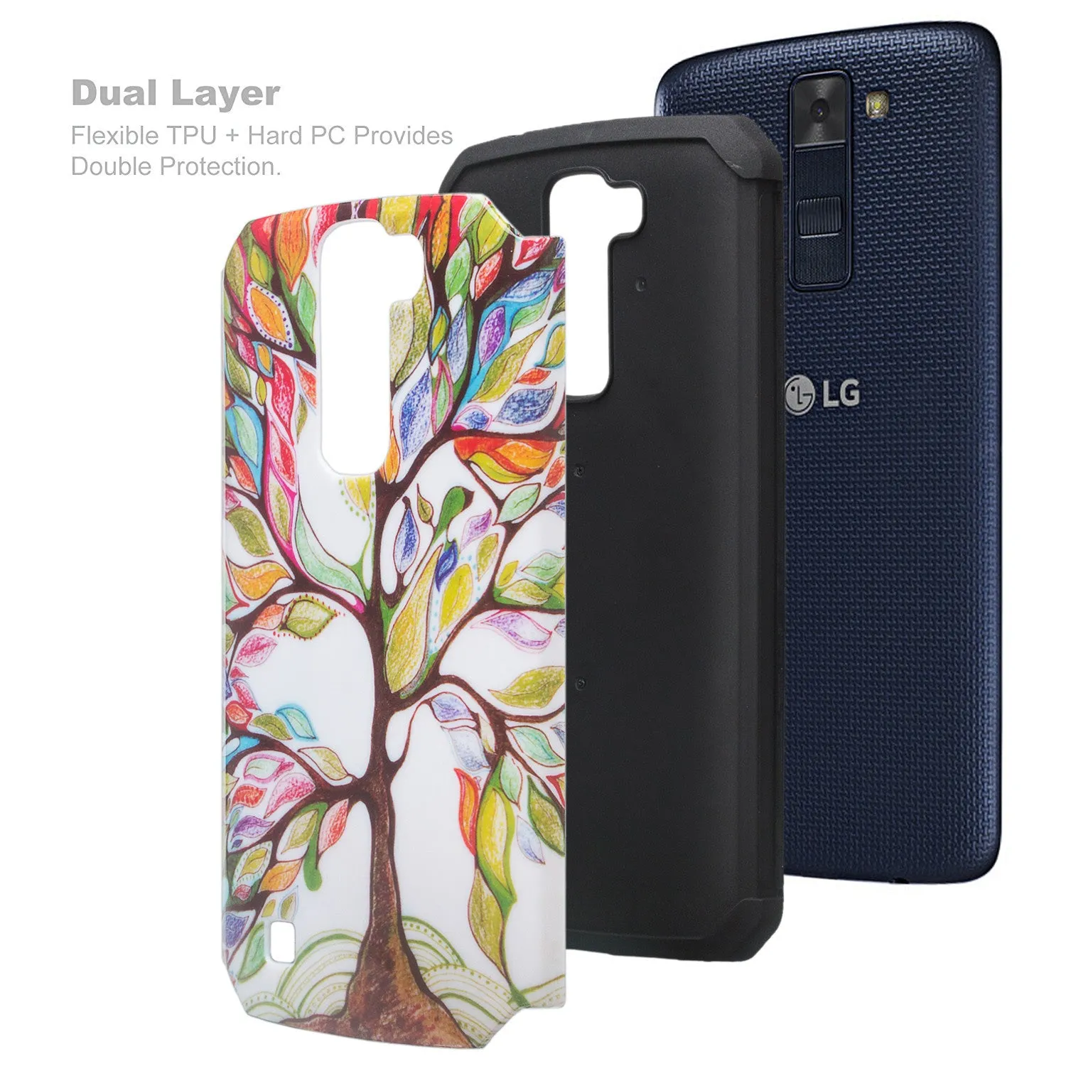 LG K8 Case | LG Escape 3 Case, Slim Hybrid Dual Layer Armor Case Cover for LG K8 | Escape 3 - Colorful Tree