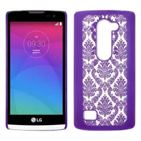 LG Leon LTE Case | Lg Tribute 2 Case | LG Power | LG Sunset | LG Destiny | LG Risio Case, Ultra Slim Damask Vintage Hard Case Cover - Purple