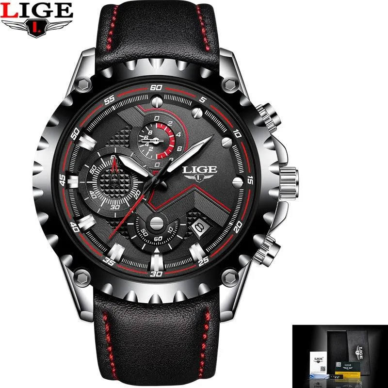 LIGE Brand Men&#39;s Fashion Watches Men Sport Waterproof Quartz Watch Man Full Steel Military Clock Wrist watches Relogio Masculino