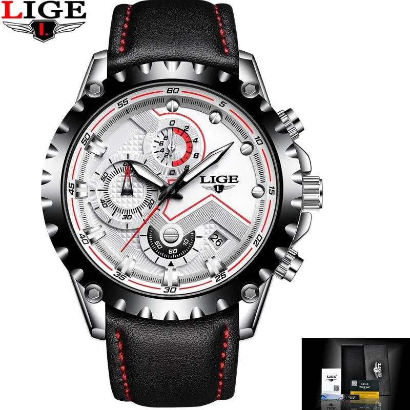 LIGE Brand Men&#39;s Fashion Watches Men Sport Waterproof Quartz Watch Man Full Steel Military Clock Wrist watches Relogio Masculino