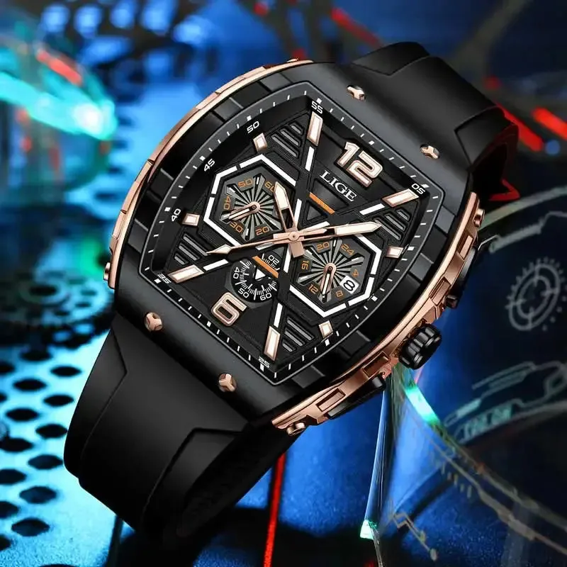 LIGE Luxury Square Sports Quartz Watch