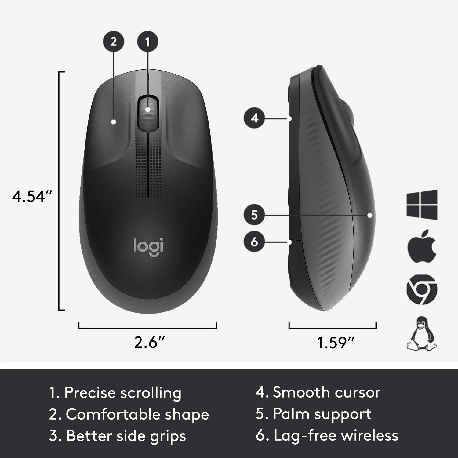 Logitech M190 Wireless Mouse - Grey 灰色 910-005917 原裝行貨