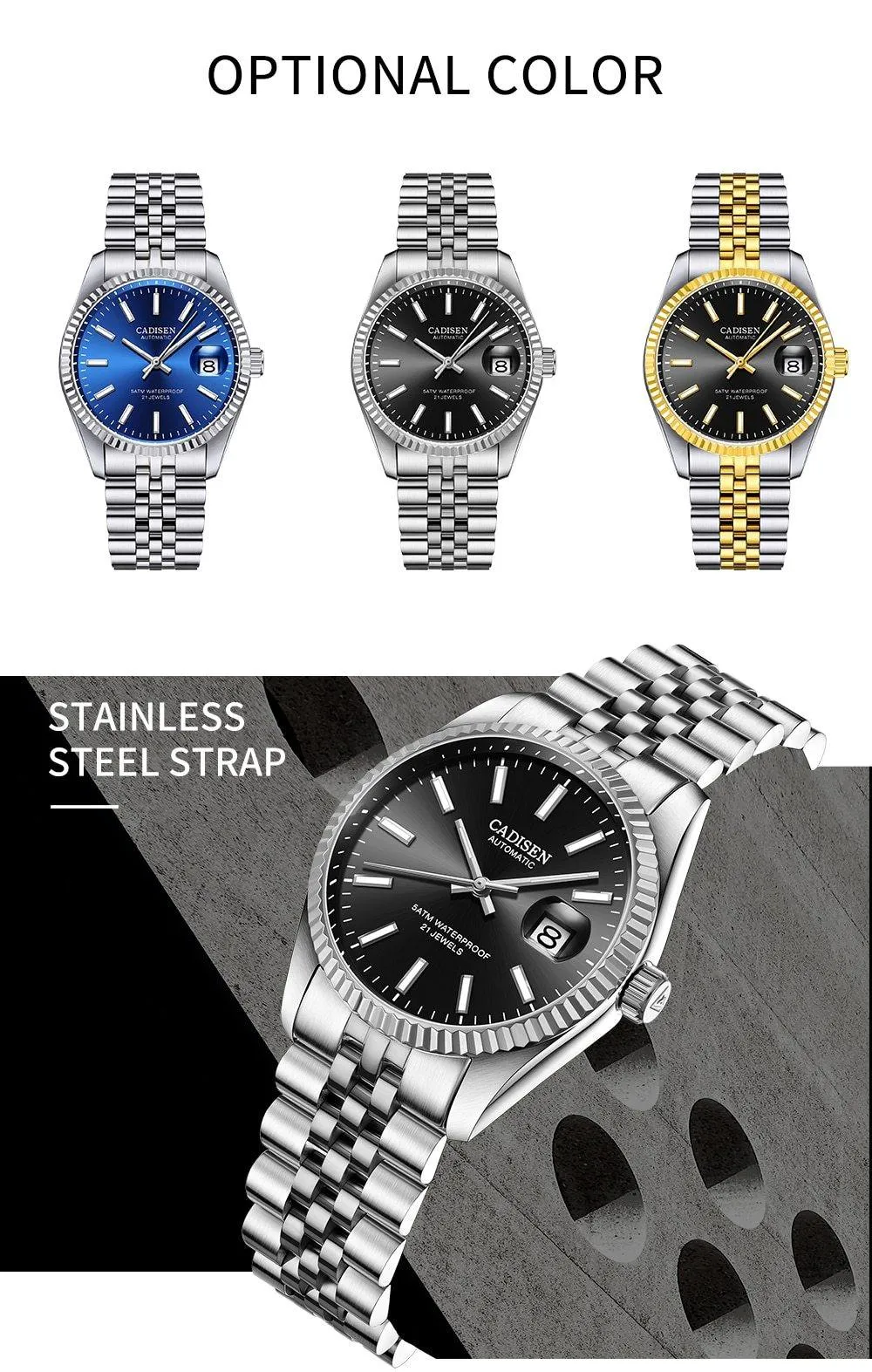 Luxury Automatic Watch Business Sport Stainless Steel Waterproof Watch Men's Mechanical Watch