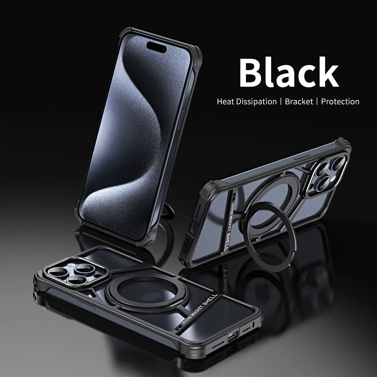 Luxury Metal Frameless 360 Rotating Aluminum Magnetic Finger Ring Stand Phone Case For iPhone