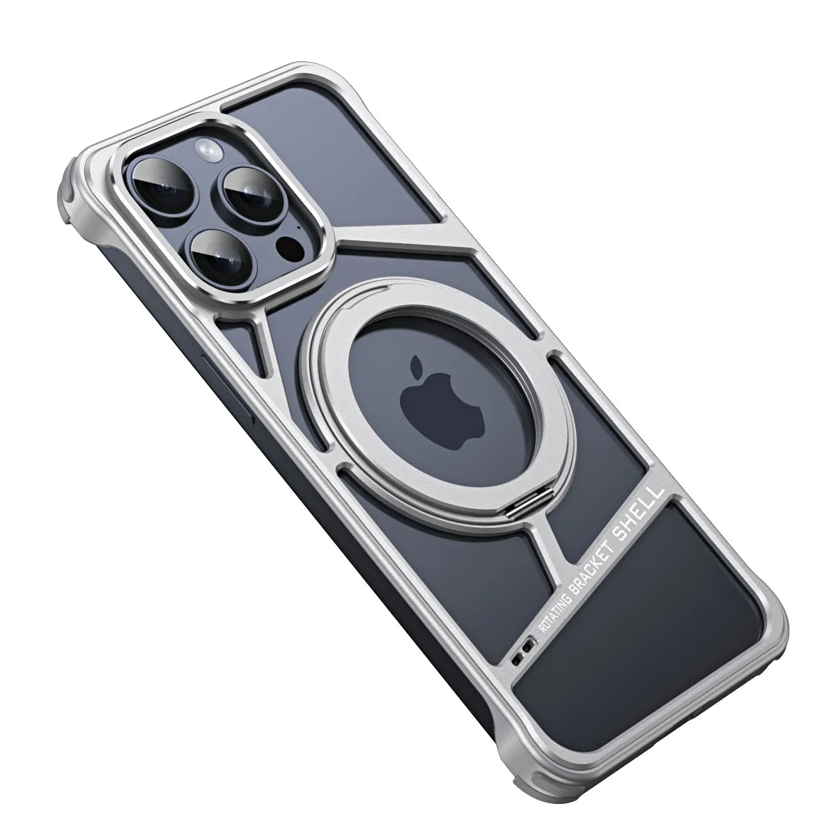 Luxury Metal Frameless 360 Rotating Aluminum Magnetic Finger Ring Stand Phone Case For iPhone