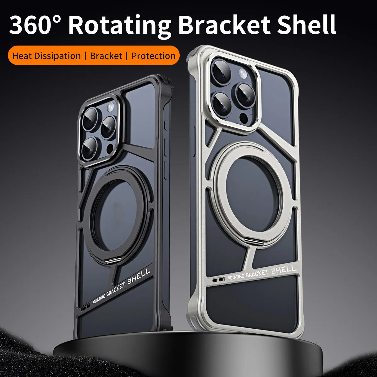 Luxury Metal Frameless 360 Rotating Aluminum Magnetic Finger Ring Stand Phone Case For iPhone