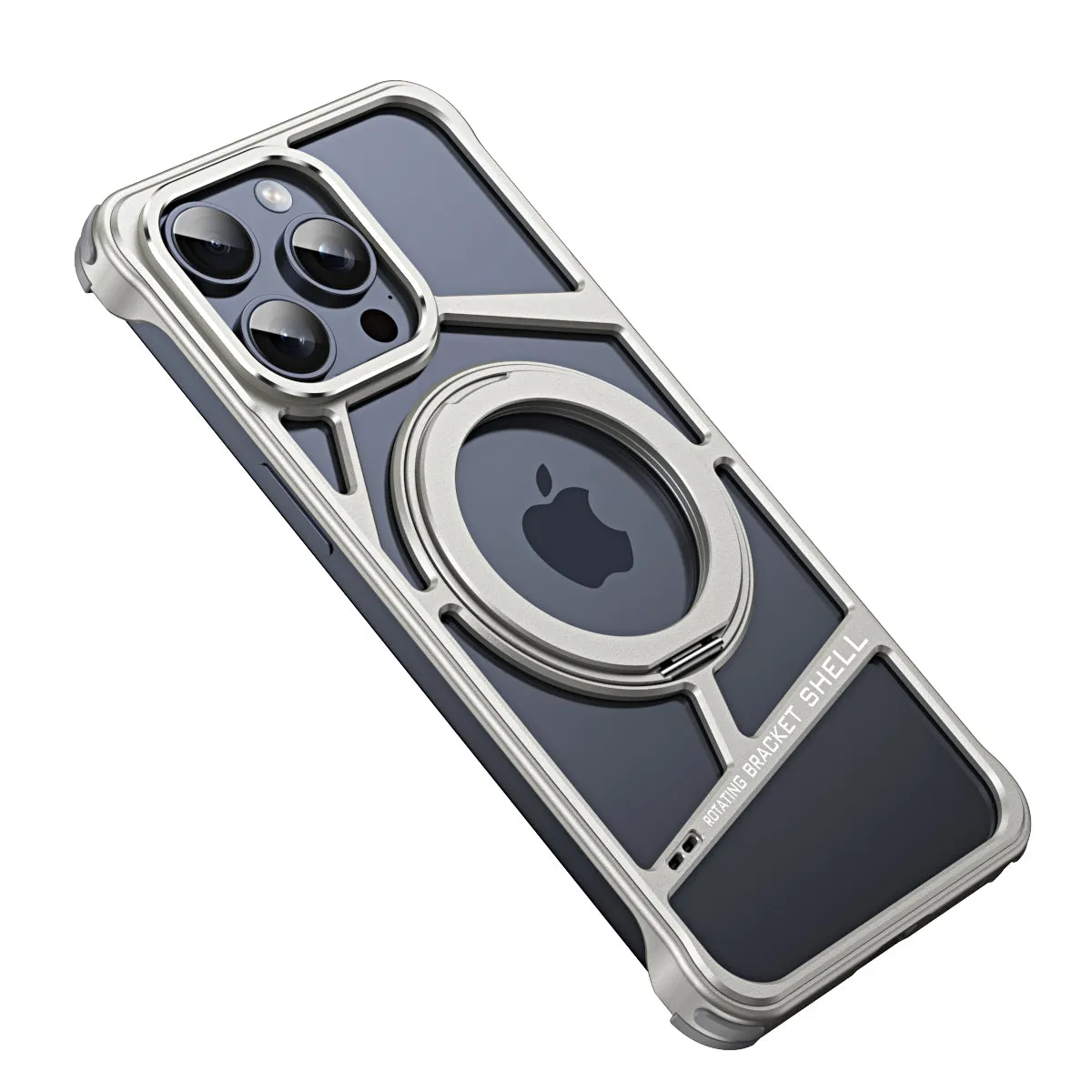 Luxury Metal Frameless 360 Rotating Aluminum Magnetic Finger Ring Stand Phone Case For iPhone