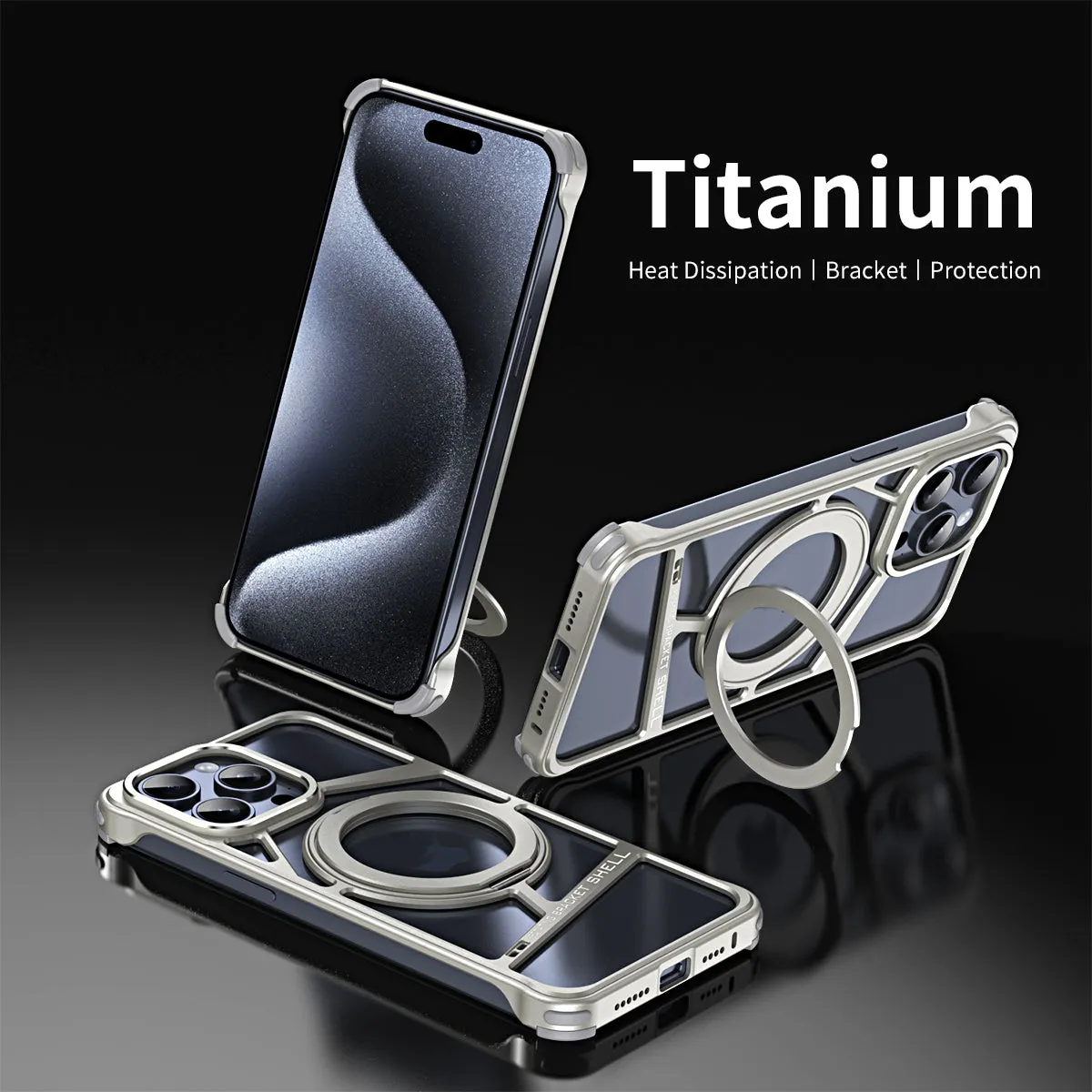 Luxury Metal Frameless 360 Rotating Aluminum Magnetic Finger Ring Stand Phone Case For iPhone