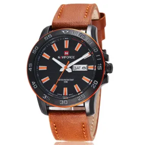 Luxury NAVIFORCE Brand Genuine Leather Analog Display Date Men Quartz Watch Sports Watch