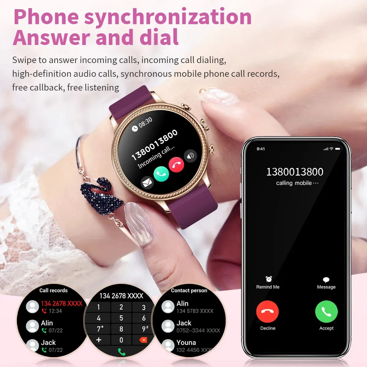 Luxury Smart Watches For Women Bluetooth Call Connected Phone Women Watch Health Monitor Sports Smartwatch 2023 Women Gift