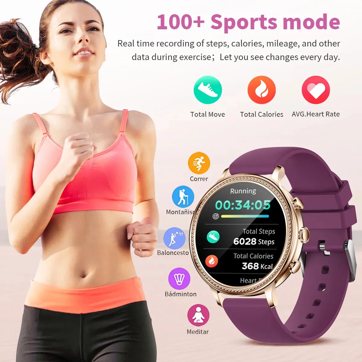 Luxury Smart Watches For Women Bluetooth Call Connected Phone Women Watch Health Monitor Sports Smartwatch 2023 Women Gift