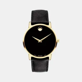 Men's Black Analog Leather Watch 607195