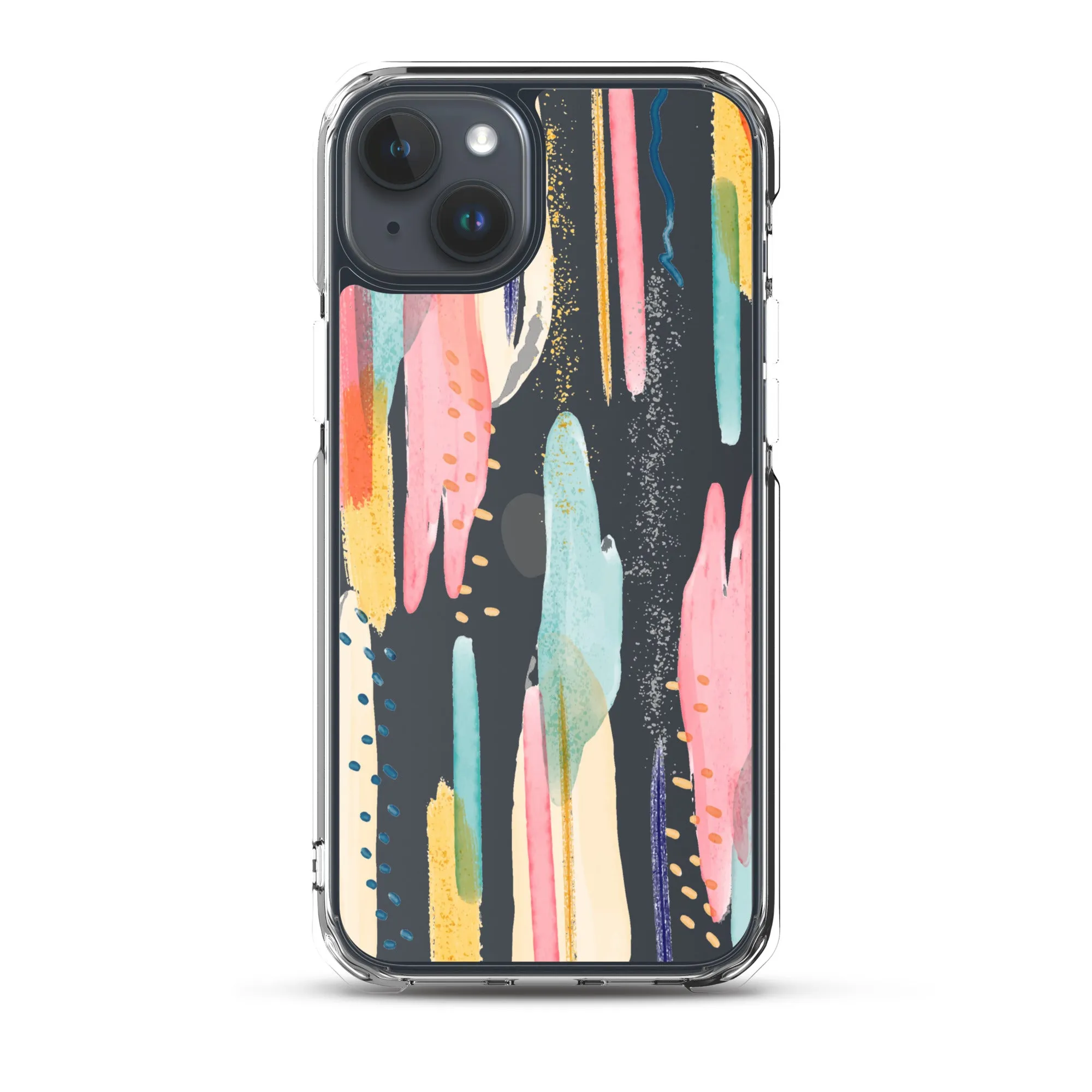 Modern Abstract Clear iPhone 16 15 14 13 12 11 Pro Max Art Phone Case, Brush Strokes Design Cover For iPhone 7 8 X 10 XR XS Aesthetic