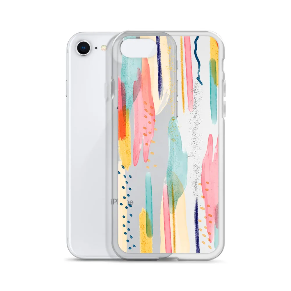 Modern Abstract Clear iPhone 16 15 14 13 12 11 Pro Max Art Phone Case, Brush Strokes Design Cover For iPhone 7 8 X 10 XR XS Aesthetic