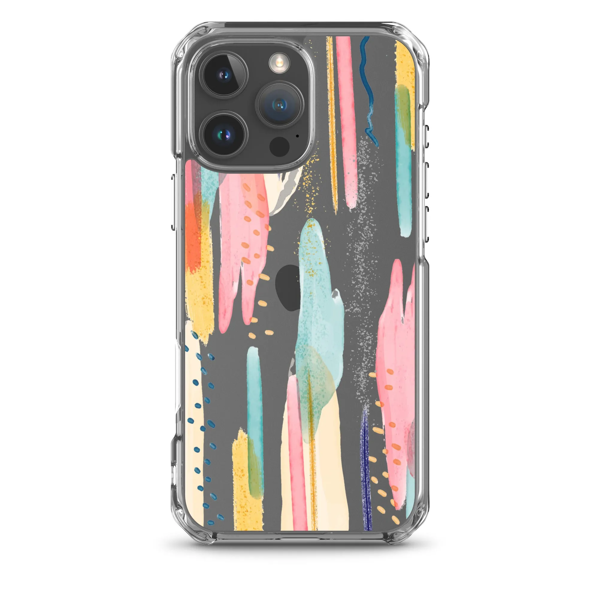 Modern Abstract Clear iPhone 16 15 14 13 12 11 Pro Max Art Phone Case, Brush Strokes Design Cover For iPhone 7 8 X 10 XR XS Aesthetic