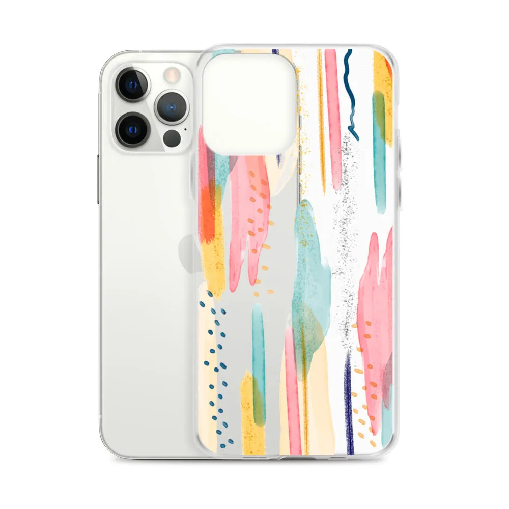 Modern Abstract Clear iPhone 16 15 14 13 12 11 Pro Max Art Phone Case, Brush Strokes Design Cover For iPhone 7 8 X 10 XR XS Aesthetic