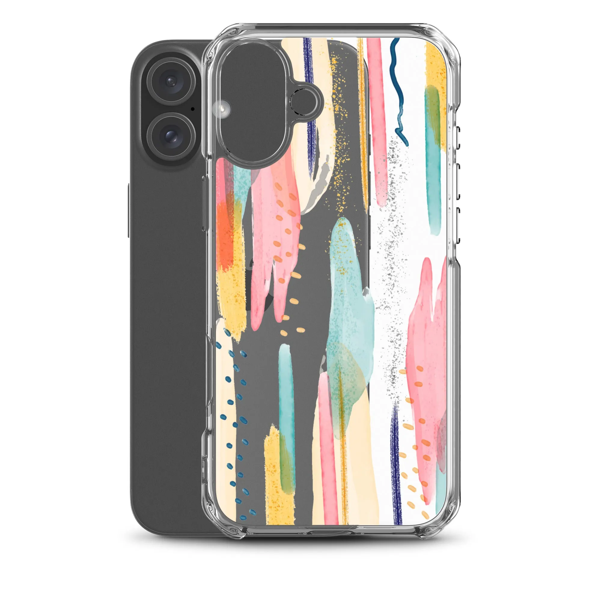 Modern Abstract Clear iPhone 16 15 14 13 12 11 Pro Max Art Phone Case, Brush Strokes Design Cover For iPhone 7 8 X 10 XR XS Aesthetic