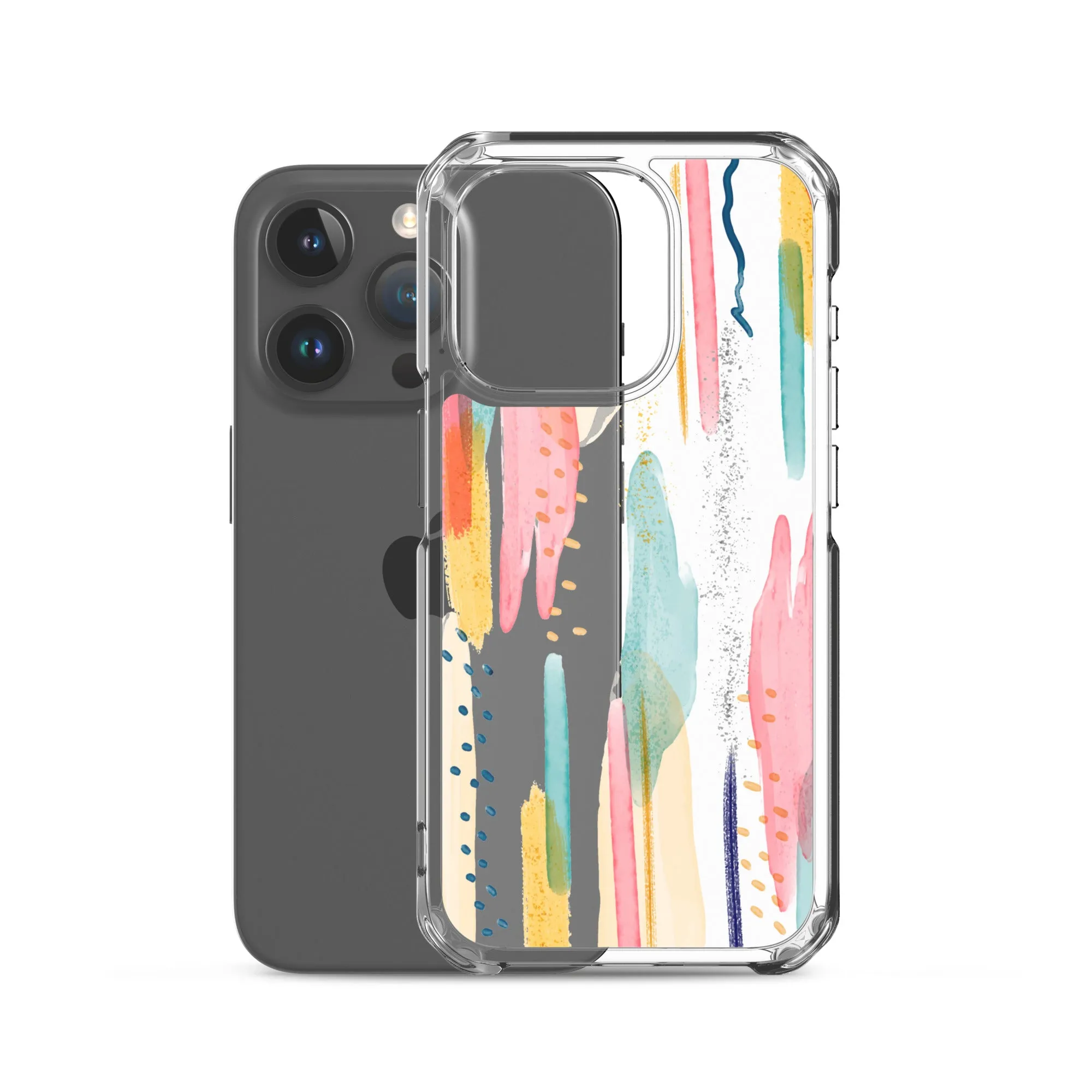 Modern Abstract Clear iPhone 16 15 14 13 12 11 Pro Max Art Phone Case, Brush Strokes Design Cover For iPhone 7 8 X 10 XR XS Aesthetic