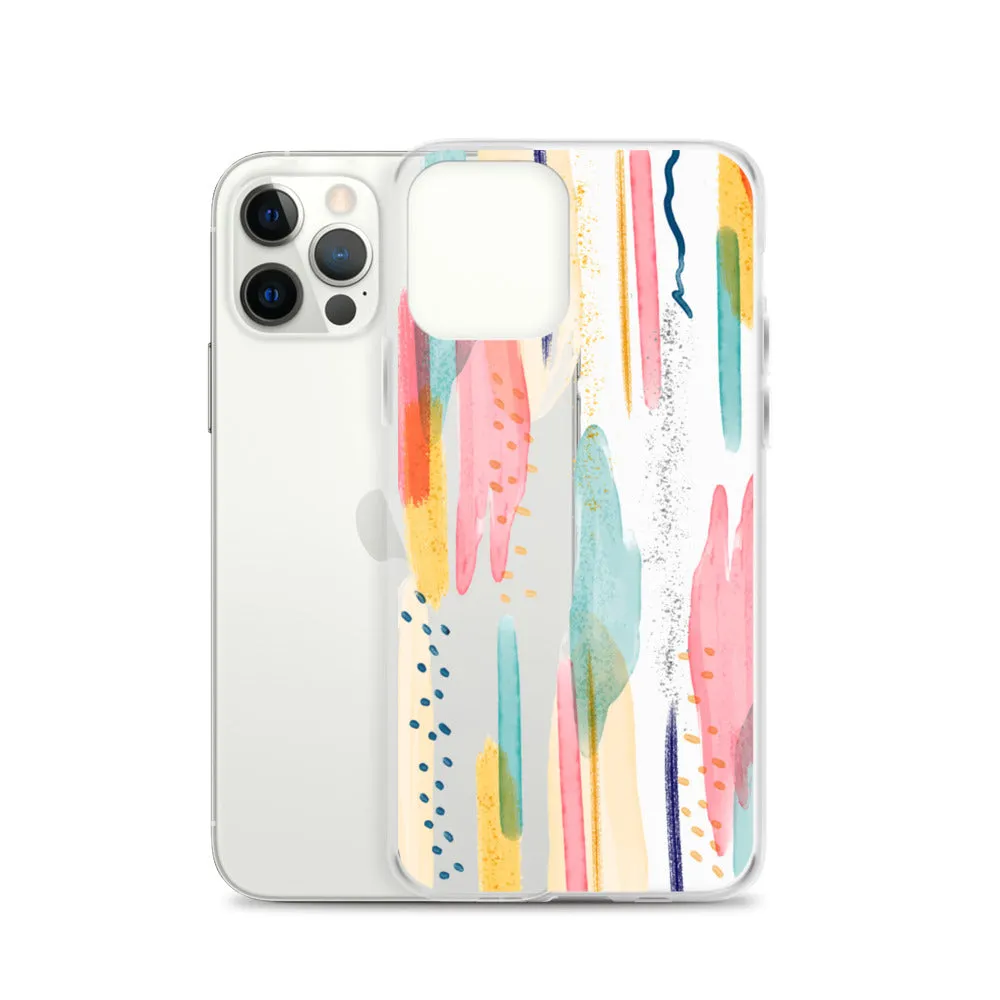 Modern Abstract Clear iPhone 16 15 14 13 12 11 Pro Max Art Phone Case, Brush Strokes Design Cover For iPhone 7 8 X 10 XR XS Aesthetic