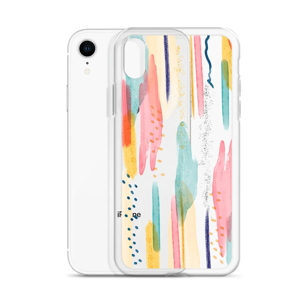 Modern Abstract Clear iPhone 16 15 14 13 12 11 Pro Max Art Phone Case, Brush Strokes Design Cover For iPhone 7 8 X 10 XR XS Aesthetic