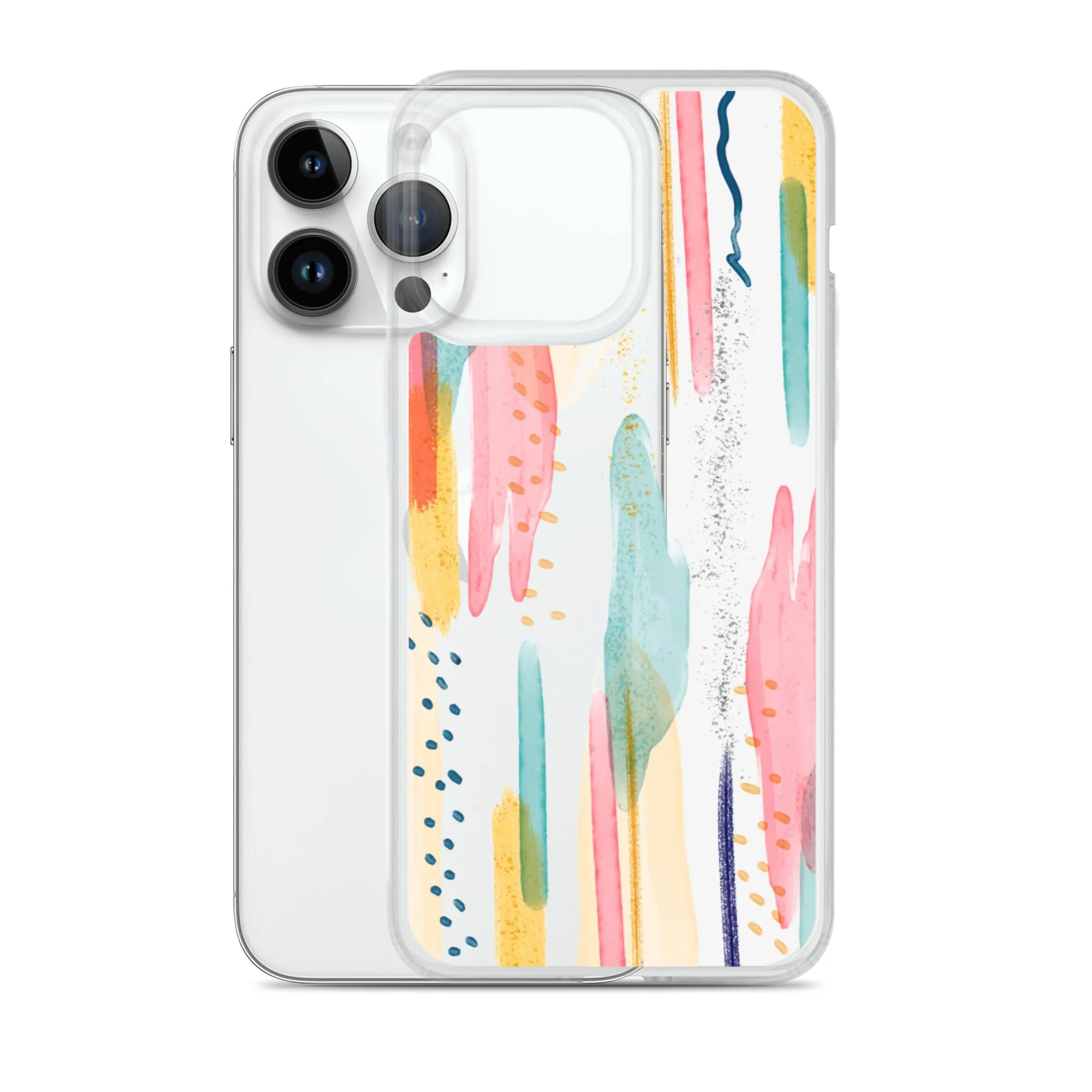 Modern Abstract Clear iPhone 16 15 14 13 12 11 Pro Max Art Phone Case, Brush Strokes Design Cover For iPhone 7 8 X 10 XR XS Aesthetic