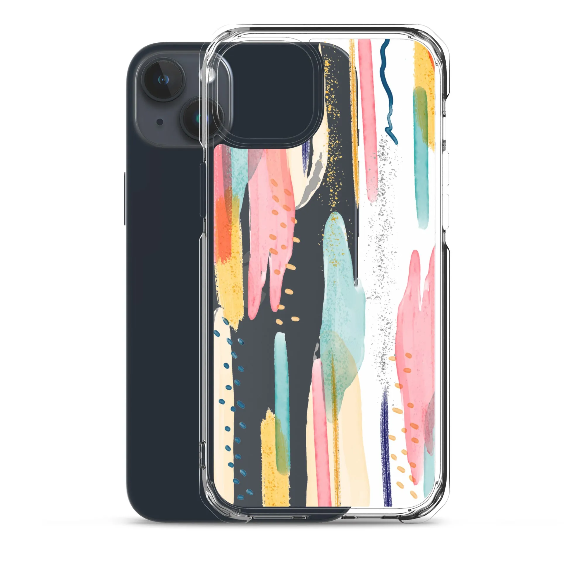 Modern Abstract Clear iPhone 16 15 14 13 12 11 Pro Max Art Phone Case, Brush Strokes Design Cover For iPhone 7 8 X 10 XR XS Aesthetic